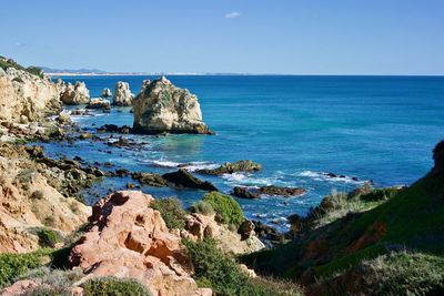 Scenic view of sea against clear sky