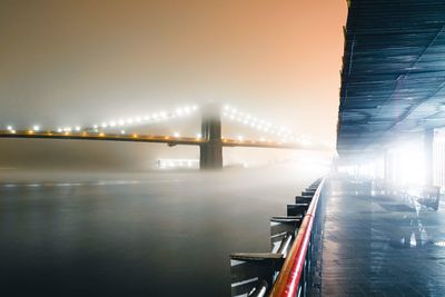 View of suspension bridge at night