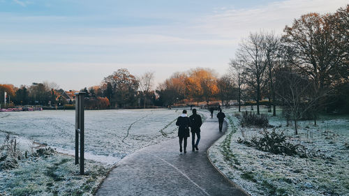 People walking on road