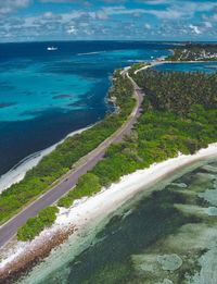 High angle view of beach against sky