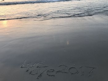 Aerial view of text on beach