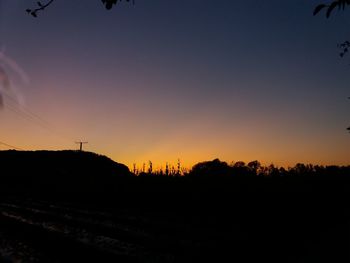 Scenic view of silhouette landscape against sky during sunset