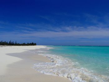 Scenic view of sea against blue sky