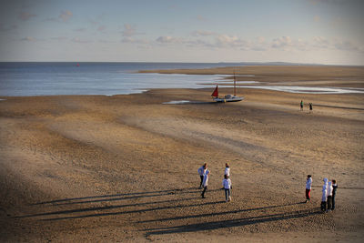 High angle view of people on beach