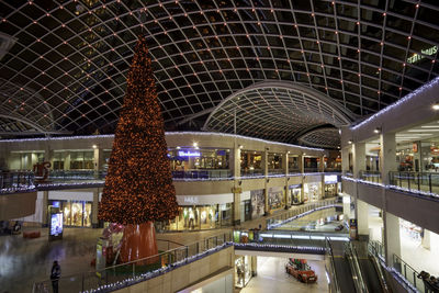 Illuminated christmas tree in shopping mall