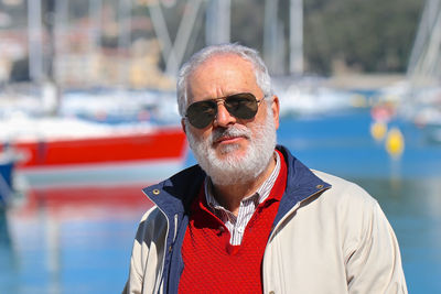 Portrait of man wearing mask outdoors