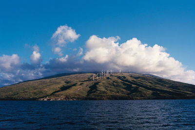 Scenic view of sea against cloudy sky