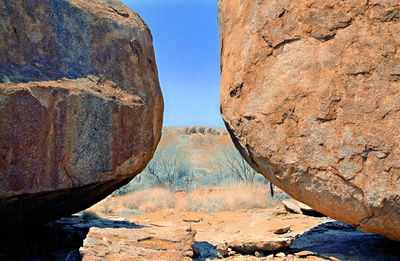 Rock formation against clear sky