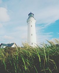 Low angle view of lighthouse against sky