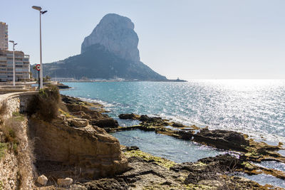 Scenic view of sea against clear sky