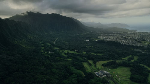 High angle view of landscape against sky