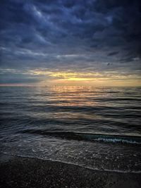 Scenic view of sea against sky during sunset