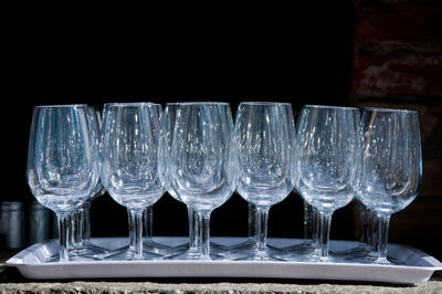 Close-up of glasses on table