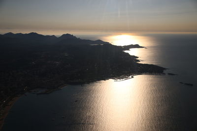 Scenic view of sea against sky during sunset