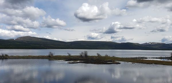 Scenic view of lake against sky