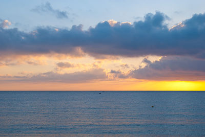 Scenic view of sea at sunset