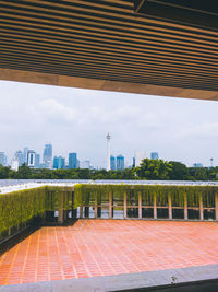 View of buildings against cloudy sky