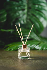 Close-up of container on table at home