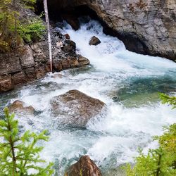 Stream flowing through rocks in forest