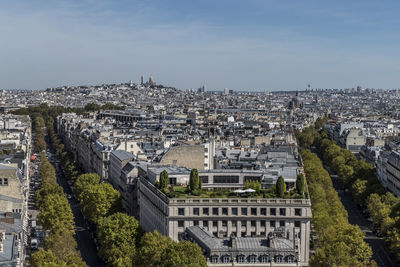 Aerial view of paris with montmartre