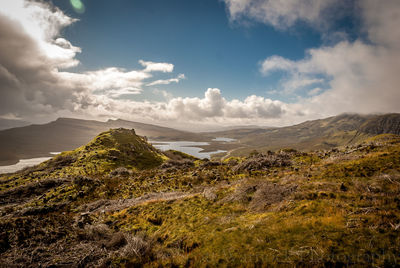 Scenic view of mountains against sky