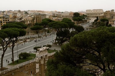 High angle view of buildings in city