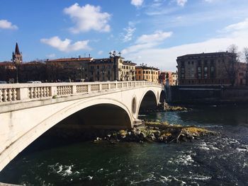 Bridge over river against sky