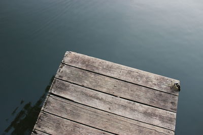 High angle view of pier on lake