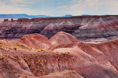 View of rock formations in desert