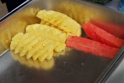 Close-up of fruits in plate