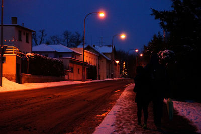 Man in winter at night