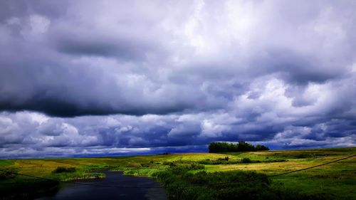 Scenic view of landscape against cloudy sky