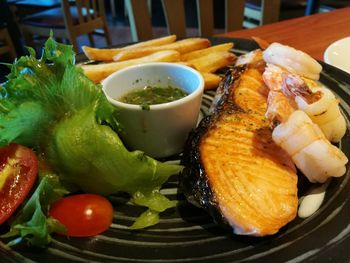 Close-up of food served in plate