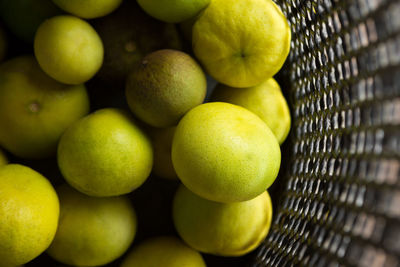 Freshly harvested limes in baskets for sale or cooking