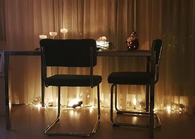 Illuminated lamps in room