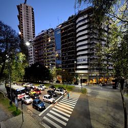 View of city street against sky