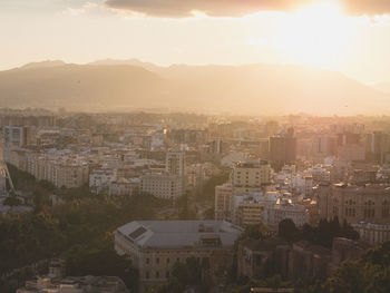 High angle view of townscape against sky