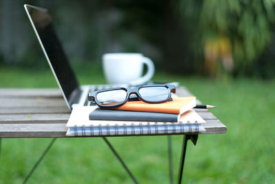 Close-up of smart phone on table