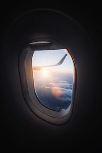 Sunset seen through airplane window