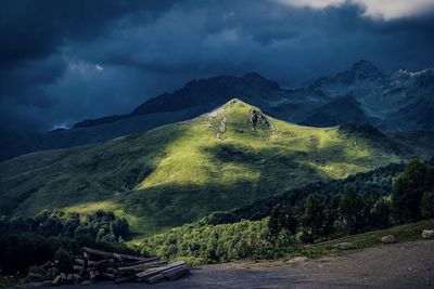 Scenic view of mountains against sky