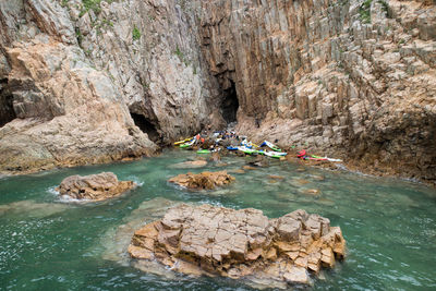 Scenic view of rocks in sea