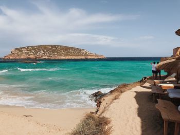 Scenic view of beach against sky