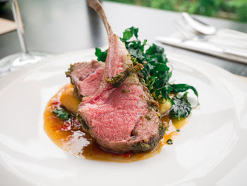 Close-up of meat in plate