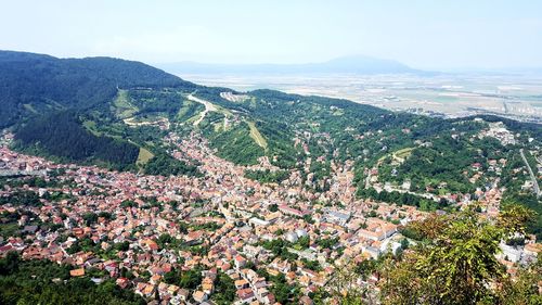 High angle view of cityscape against sky