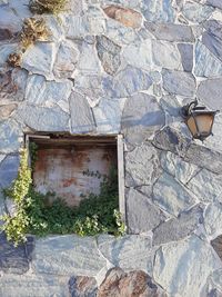 High angle view of old weathered wall