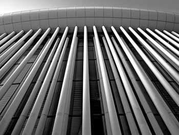 Low angle view of architecture concerthall facade made of pipes