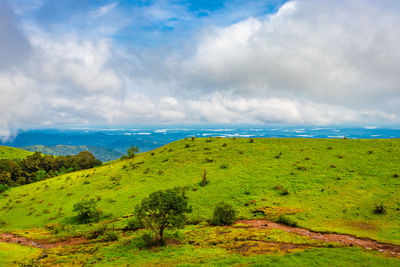 Mountain with green grass and amazing sky image is showing the amazing beauty