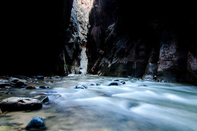 Surface level of stream along rocks