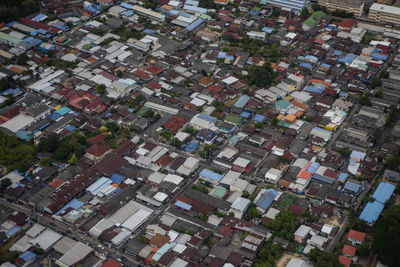 High angle view of buildings in city