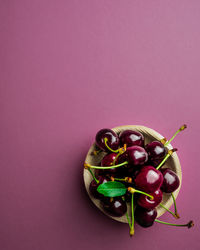 Directly above shot of pomegranate against black background